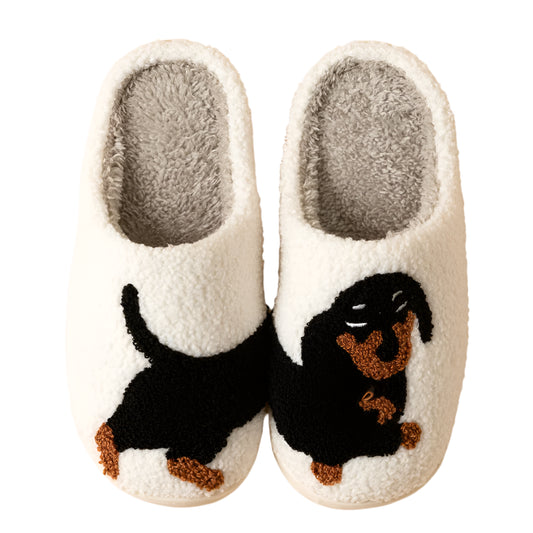 DACHSHUND EMBROIDERY COTTON SLIPPERS