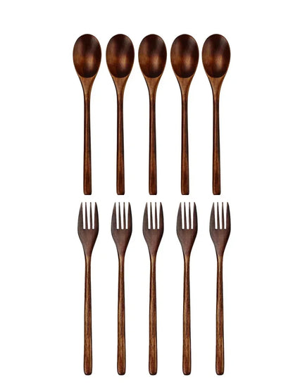 WOODEN SPOON & FORK SET (ECO-FRIENDLY)