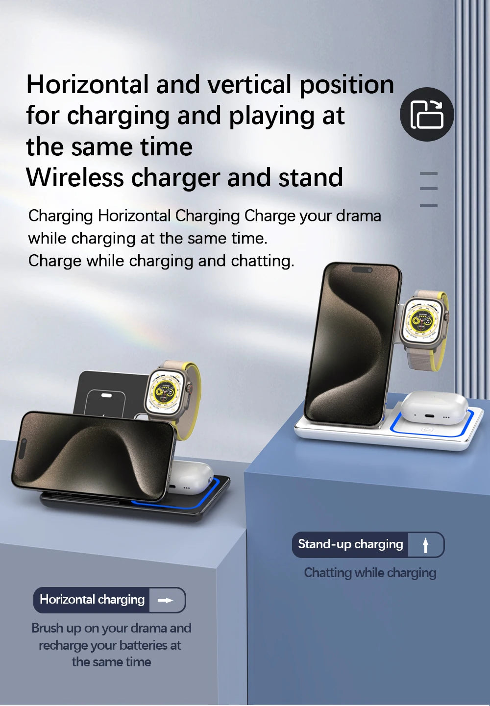 3-in-1 FAST WIRELESS CHARGING STAND