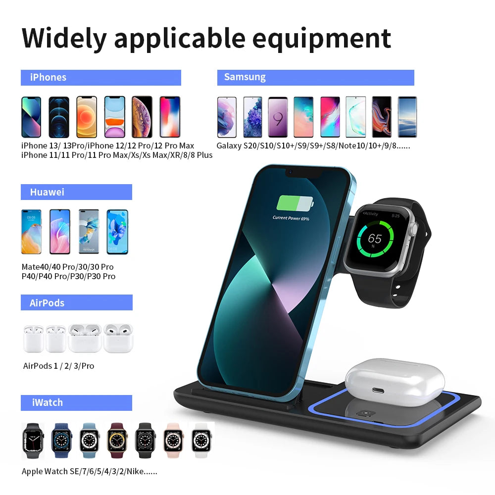 3-in-1 FAST WIRELESS CHARGING STAND